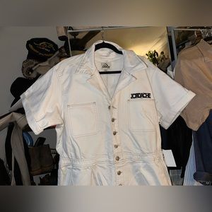 NWT JORDACHE WHITE DENIM JUMPSUIT COVERALL